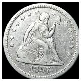 1857-O Silver Seated Liberty Quarter ABOUT  UNCIR