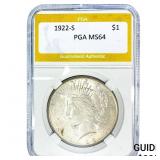 1922-S Silver Peace Dollar PGA MS64