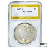 1934-D Silver Peace Dollar PGA MS64