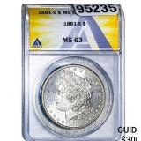 1881-S Morgan Silver Dollar ANACS MS63