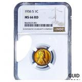 1936 Wheat Cent NGC MS66 RD