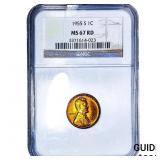1955-S Wheat Cent NGC MS67 RD