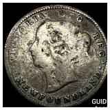 1870 Canada Newfoundland Silver 5 Cents-Key Date