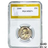 1944 Washington Silver Quarter PGA MS67+