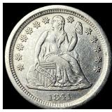 1841-O Silver Seated Liberty Dime CHOICE AU