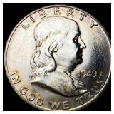 1949-D Silver Half Dollar Franklin GEM BU