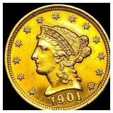 1901 Liberty Head Gold Quarter Eagle $2.50 CHOICE