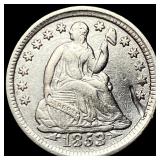 1853 Seated Liberty Half Dime NEARLY  UNCIRCULATE