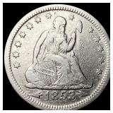 1853 Arrows/Rays Seated Liberty Quarter  NEARLY U