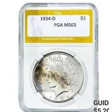 1934-D Silver Peace Dollar PGA MS65