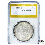 1891-S Morgan Silver Dollar PGA MS64