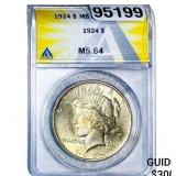 1924 Silver Peace Dollar ANACS MS64