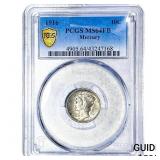 1916 Mercury Silver Dime PCGS MS64 FB