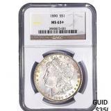 1890 Morgan Silver Dollar NGC MS63+
