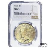 1923 Silver Peace Dollar NGC MS63