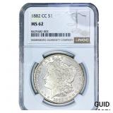 1882-CC Morgan Silver Dollar NGC MS62