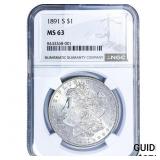 1891-S Morgan Silver Dollar NGC MS63