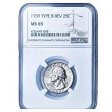 1959 Washington Silver Quarter NGC MS65 Type B Rev