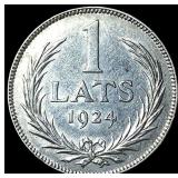 1924 Latvia Silver 1 Lats