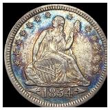 1854 Arrows Seated Liberty Quarter CLOSELY  UNCIR