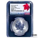 2018 Canada 1oz. Silver $5 Incuse Design NGC MS70