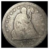 1858 Silver Seated Liberty Quarter NICELY  CIRCUL