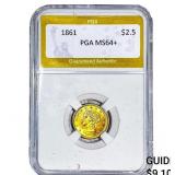 1861 $2.50 Gold Quarter Eagle PGA MS64+