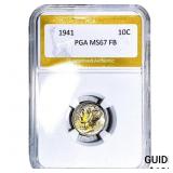 1941 Mercury Silver Dime PGA MS67 FB