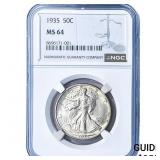 1935 Walking Liberty Half Dollar NGC MS64