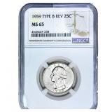 1959 Washington Silver Quarter NGC MS65