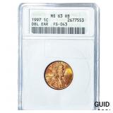 1997 Lincoln Memorial Cent ANACS MS63 RB Dbl Ear