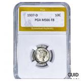 1937-D Mercury Silver Dime PGA MS66 FB
