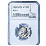 1959 Washington Silver Quarter NGC MS65 Type B Rev