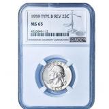 1959 Washington Silver Quarter NGC MS65 Type B Rev