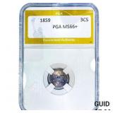 1859 Silver Three Cent PGA MS66+