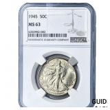 1945 Walking Liberty Half Dollar NGC MS63