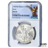 1983Mo Mexico Silver 1 Onza NGC MS65