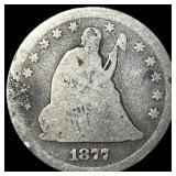 1877-CC Silver Seated Liberty Quarter NICELY  CIR