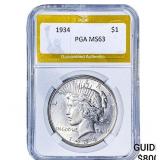 1934 Silver Peace Dollar PGA MS63