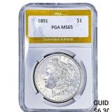 1891 Morgan Silver Dollar PGA MS65