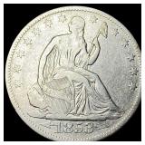 1853 Arrows/Rays Seated Liberty Half Dollar  CLOS