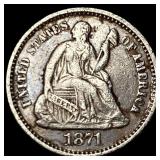 1871 Silver Half Dime CLOSELY UNCIRCULATED