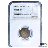 1864-L Indian Head Cent NGC AU55 BN