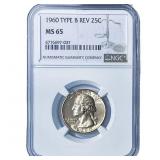 1960 Washington Silver Quarter NGC MS65 Type B Rev