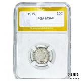 1915 Barber Dime PGA MS64