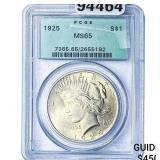 1925 Silver Peace Dollar PCGS MS65