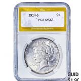 1924-S Silver Peace Dollar PGA MS63