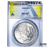 1926-S Silver Peace Dollar ANACS MS62