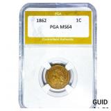 1862 Indian Head Cent PGA MS64