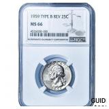 1959 Washington Silver Quarter NGC MS66 Type B Rev
